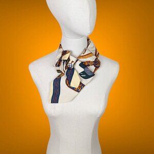 Ogsplosh - Summer Ascot Tie - Unisex Silk Cravat - Cream Belt Print Scarf - NEW